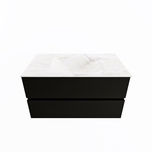 MONDIAZ VICA-DLUX 90cm badmeubel onderkast Urban 2 lades. Inbouw wastafel CLOUD midden zonder kraangat, kleur Ostra.