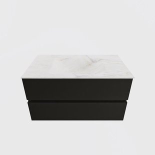 MONDIAZ VICA-DLUX 90cm badmeubel onderkast Urban 2 lades. Inbouw wastafel CLOUD midden 1 kraangat, kleur Ostra.