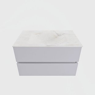 MONDIAZ VICA-DLUX 80cm badmeubel onderkast Cale 2 lades. Inbouw wastafel CLOUD midden 1 kraangat, kleur Ostra.
