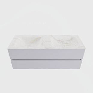 MONDIAZ VICA-DLUX 130cm badmeubel onderkast Cale 2 lades. Inbouw wastafel CLOUD dubbel zonder kraangat, kleur Ostra.