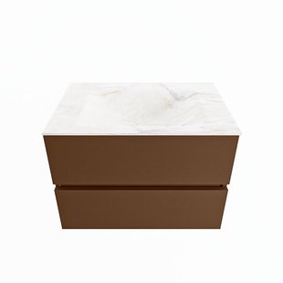 MONDIAZ VICA-DLUX 70cm badmeubel onderkast Rust 2 lades. Inbouw wastafel CLOUD midden zonder kraangat, kleur Ostra.