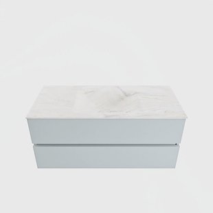 MONDIAZ VICA-DLUX 110cm badmeubel onderkast Clay 2 lades. Inbouw wastafel CLOUD midden 1 kraangat, kleur Ostra.