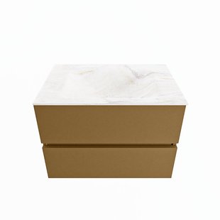 MONDIAZ VICA-DLUX 70cm badmeubel onderkast Oro 2 lades. Inbouw wastafel CLOUD midden 1 kraangat, kleur Ostra.