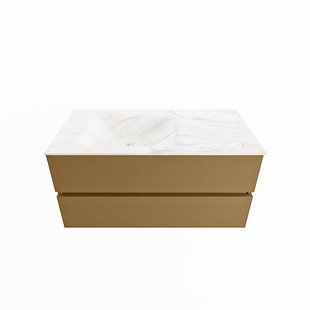 MONDIAZ VICA-DLUX 100cm badmeubel onderkast Oro 2 lades. Inbouw wastafel CLOUD links zonder kraangat, kleur Ostra.