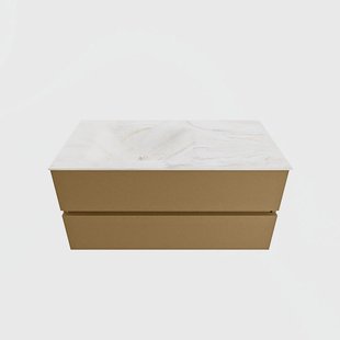 MONDIAZ VICA-DLUX 100cm badmeubel onderkast Oro 2 lades. Inbouw wastafel CLOUD links 1 kraangat, kleur Ostra.