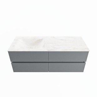 MONDIAZ VICA-DLUX 130cm badmeubel onderkast Plata 4 lades. Inbouw wastafel CLOUD links 1 kraangat, kleur Ostra.