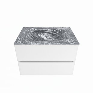 MONDIAZ VICA-DLUX 70cm badmeubel onderkast Talc 2 lades. Inbouw wastafel CLOUD midden 1 kraangat, kleur Lava.