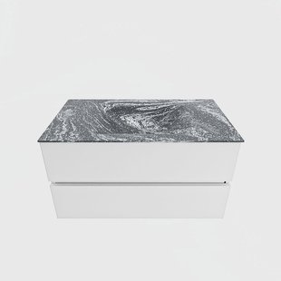 MONDIAZ VICA-DLUX 90cm badmeubel onderkast Talc 2 lades. Inbouw wastafel CLOUD midden 1 kraangat, kleur Lava.