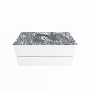 MONDIAZ VICA-DLUX 100cm badmeubel onderkast Talc 2 lades. Inbouw wastafel CLOUD midden zonder kraangat, kleur Lava.