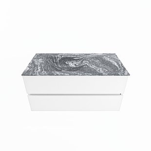 MONDIAZ VICA-DLUX 100cm badmeubel onderkast Talc 2 lades. Inbouw wastafel CLOUD links zonder kraangat, kleur Lava.