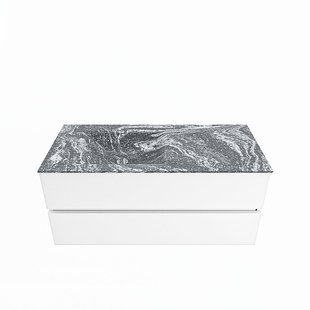 MONDIAZ VICA-DLUX 110cm badmeubel onderkast Talc 2 lades. Inbouw wastafel CLOUD links zonder kraangat, kleur Lava.