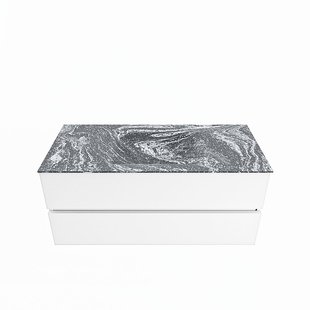 MONDIAZ VICA-DLUX 110cm badmeubel onderkast Talc 2 lades. Inbouw wastafel CLOUD midden 1 kraangat, kleur Lava.