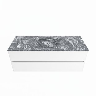 MONDIAZ VICA-DLUX 130cm badmeubel onderkast Talc 2 lades. Inbouw wastafel CLOUD midden zonder kraangat, kleur Lava.