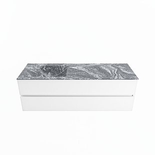 MONDIAZ VICA-DLUX 150cm badmeubel onderkast Talc 2 lades. Inbouw wastafel CLOUD links 1 kraangat, kleur Lava.