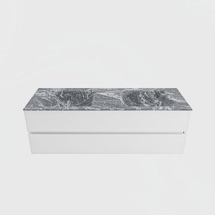 MONDIAZ VICA-DLUX 150cm badmeubel onderkast Talc 2 lades. Inbouw wastafel CLOUD dubbel 2 kraangaten, kleur Lava.