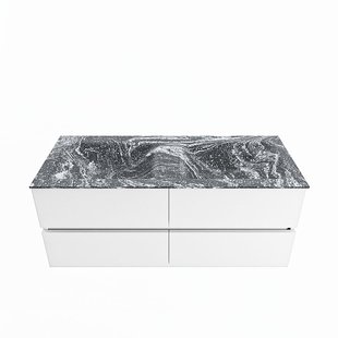 MONDIAZ VICA-DLUX 120cm badmeubel onderkast Talc 4 lades. Inbouw wastafel CLOUD dubbel 2 kraangaten, kleur Lava.