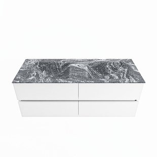 MONDIAZ VICA-DLUX 130cm badmeubel onderkast Talc 4 lades. Inbouw wastafel CLOUD dubbel zonder kraangat, kleur Lava.