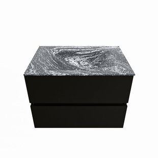 MONDIAZ VICA-DLUX 70cm badmeubel onderkast Urban 2 lades. Inbouw wastafel CLOUD midden zonder kraangat, kleur Lava.