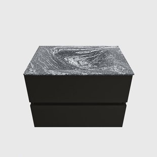 MONDIAZ VICA-DLUX 70cm badmeubel onderkast Urban 2 lades. Inbouw wastafel CLOUD midden 1 kraangat, kleur Lava.