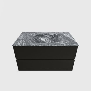 MONDIAZ VICA-DLUX 90cm badmeubel onderkast Urban 2 lades. Inbouw wastafel CLOUD midden 1 kraangat, kleur Lava.