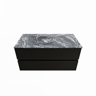 MONDIAZ VICA-DLUX 100cm badmeubel onderkast Urban 2 lades. Inbouw wastafel CLOUD links zonder kraangat, kleur Lava.