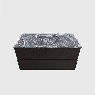 MONDIAZ VICA-DLUX 100cm badmeubel onderkast Urban 2 lades. Inbouw wastafel CLOUD midden 1 kraangat, kleur Lava.