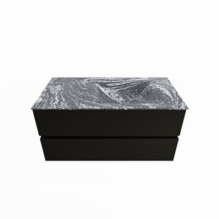 MONDIAZ VICA-DLUX 100cm badmeubel onderkast Urban 2 lades. Inbouw wastafel CLOUD rechts 1 kraangat, kleur Lava.