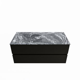 MONDIAZ VICA-DLUX 110cm badmeubel onderkast Urban 2 lades. Inbouw wastafel CLOUD links 1 kraangat, kleur Lava.