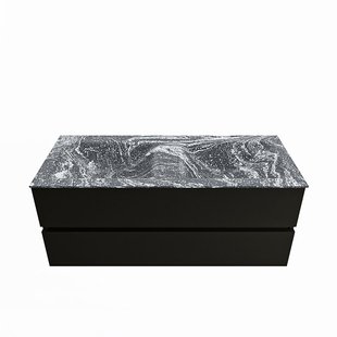 MONDIAZ VICA-DLUX 120cm badmeubel onderkast Urban 2 lades. Inbouw wastafel CLOUD dubbel 2 kraangaten, kleur Lava.