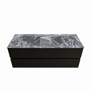 MONDIAZ VICA-DLUX 130cm badmeubel onderkast Urban 2 lades. Inbouw wastafel CLOUD dubbel 2 kraangaten, kleur Lava.