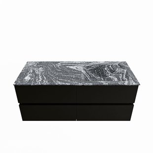 MONDIAZ VICA-DLUX 120cm badmeubel onderkast Urban 4 lades. Inbouw wastafel CLOUD rechts zonder kraangat, kleur Lava.