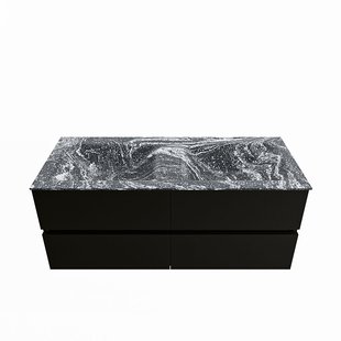 MONDIAZ VICA-DLUX 120cm badmeubel onderkast Urban 4 lades. Inbouw wastafel CLOUD dubbel zonder kraangat, kleur Lava.