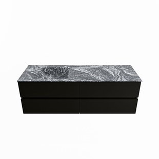 MONDIAZ VICA-DLUX 150cm badmeubel onderkast Urban 4 lades. Inbouw wastafel CLOUD links zonder kraangat, kleur Lava.