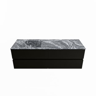 MONDIAZ VICA-DLUX 150cm badmeubel onderkast Urban 4 lades. Inbouw wastafel CLOUD links 1 kraangat, kleur Lava.