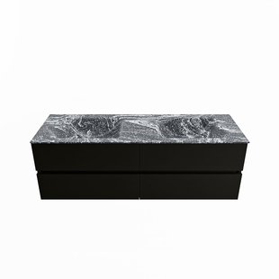 MONDIAZ VICA-DLUX 150cm badmeubel onderkast Urban 4 lades. Inbouw wastafel CLOUD dubbel 2 kraangaten, kleur Lava.