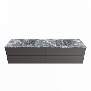 MONDIAZ VICA-DLUX 200cm badmeubel onderkast Dark grey 4 lades. Inbouw wastafel CLOUD dubbel 2 kraangaten, kleur Lava.