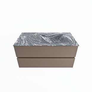 MONDIAZ VICA-DLUX 100cm badmeubel onderkast Smoke 2 lades. Inbouw wastafel CLOUD rechts 1 kraangat, kleur Lava.