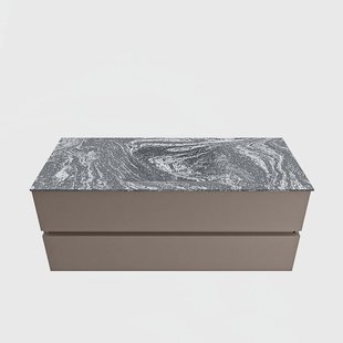 MONDIAZ VICA-DLUX 120cm badmeubel onderkast Smoke 2 lades. Inbouw wastafel CLOUD midden zonder kraangat, kleur Lava.