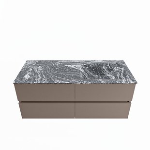 MONDIAZ VICA-DLUX 120cm badmeubel onderkast Smoke 4 lades. Inbouw wastafel CLOUD rechts 1 kraangat, kleur Lava.