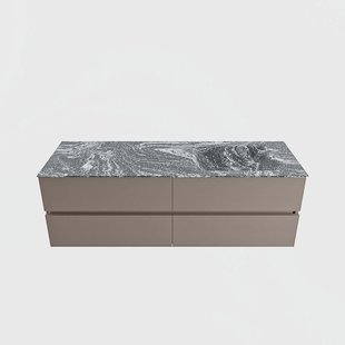 MONDIAZ VICA-DLUX 150cm badmeubel onderkast Smoke 4 lades. Inbouw wastafel CLOUD rechts zonder kraangat, kleur Lava.