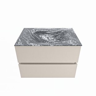 MONDIAZ VICA-DLUX 70cm badmeubel onderkast Linen 2 lades. Inbouw wastafel CLOUD midden zonder kraangat, kleur Lava.