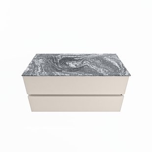 MONDIAZ VICA-DLUX 100cm badmeubel onderkast Linen 2 lades. Inbouw wastafel CLOUD links zonder kraangat, kleur Lava.