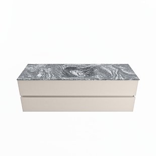 MONDIAZ VICA-DLUX 150cm badmeubel onderkast Linen 2 lades. Inbouw wastafel CLOUD midden 1 kraangat, kleur Lava.