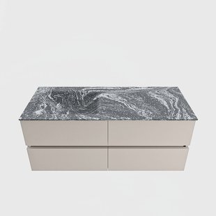 MONDIAZ VICA-DLUX 120cm badmeubel onderkast Linen 4 lades. Inbouw wastafel CLOUD links zonder kraangat, kleur Lava.