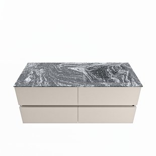 MONDIAZ VICA-DLUX 120cm badmeubel onderkast Linen 4 lades. Inbouw wastafel CLOUD rechts zonder kraangat, kleur Lava.