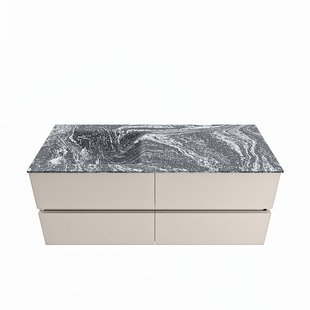 MONDIAZ VICA-DLUX 120cm badmeubel onderkast Linen 4 lades. Inbouw wastafel CLOUD links 1 kraangat, kleur Lava.