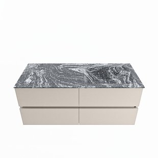 MONDIAZ VICA-DLUX 120cm badmeubel onderkast Linen 4 lades. Inbouw wastafel CLOUD rechts 1 kraangat, kleur Lava.