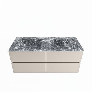 MONDIAZ VICA-DLUX 120cm badmeubel onderkast Linen 4 lades. Inbouw wastafel CLOUD dubbel 2 kraangaten, kleur Lava.