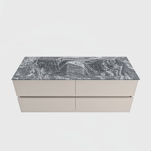 MONDIAZ VICA-DLUX 130cm badmeubel onderkast Linen 4 lades. Inbouw wastafel CLOUD dubbel 2 kraangaten, kleur Lava.