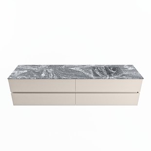 MONDIAZ VICA-DLUX 200cm badmeubel onderkast Linen 4 lades. Inbouw wastafel CLOUD rechts zonder kraangat, kleur Lava.